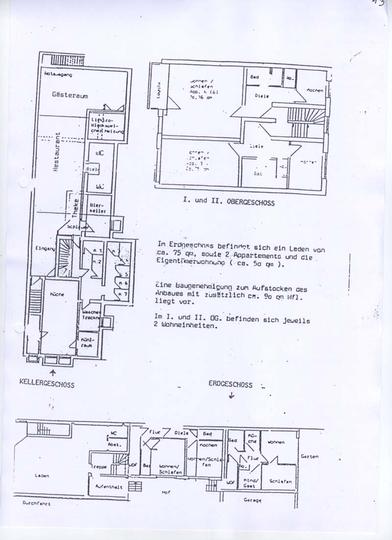 Grundriss KG, EG und OG Wohn- / Gesch�ftshaus Neuss